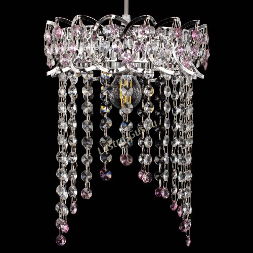 Барная люстра Астра №1 оптикон Розовая в Магнитогорске Гусь Хрустальный