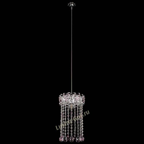 Барная люстра Астра №1 шар 30 длинная Розовая в Магнитогорске Гусь Хрустальный