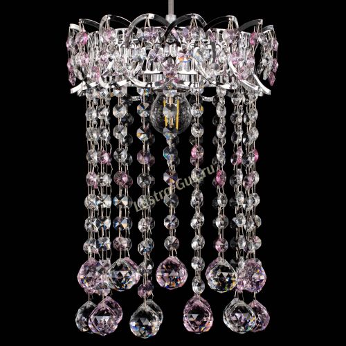 Барная люстра Астра №1 шар 30 розовая в Магнитогорске Гусь Хрустальный