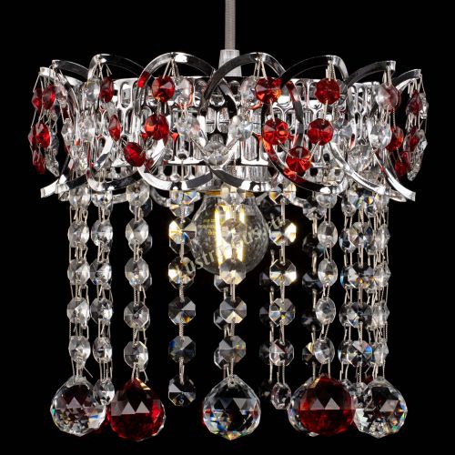 Барная люстра Астра №1 шар красная в Магнитогорске Гусь Хрустальный