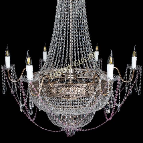 Люстра Елизавета Восток розовая в Магнитогорске Гусь Хрустальный