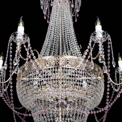 Люстра Елизавета Восток розовая в Магнитогорске Гусь Хрустальный