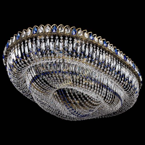 Люстра Кольцо Овал №17 под бронзу синяя в Магнитогорске Гусь Хрустальный