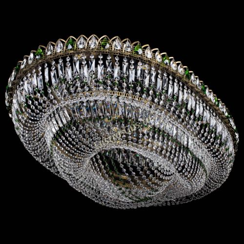 Люстра Кольцо Овал №17 под бронзу зеленая в Магнитогорске Гусь Хрустальный