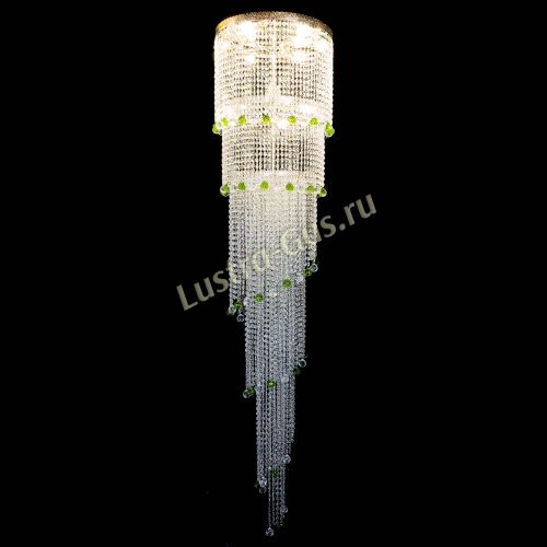 Люстра Милан каскад шар зеленый в Магнитогорске Гусь Хрустальный