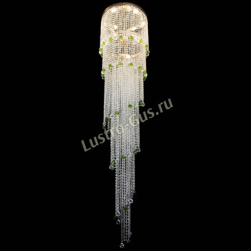 Люстра Милан каскад шар зеленый в Магнитогорске Гусь Хрустальный