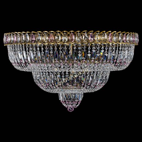 Люстра Водопад Обтикон №15 под бронзу розовая в Магнитогорске Гусь Хрустальный