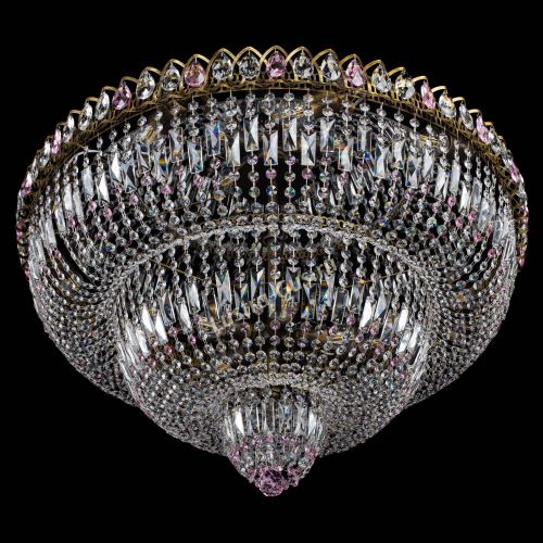 Люстра Водопад Обтикон №15 под бронзу розовая в Магнитогорске Гусь Хрустальный