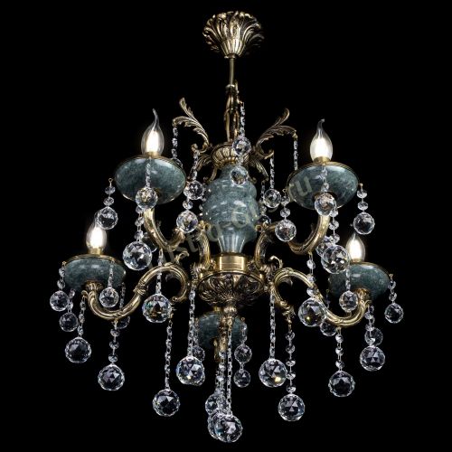 Люстра бронзовая Алфея №5 "Малахит" шар в Магнитогорске Гусь Хрустальный