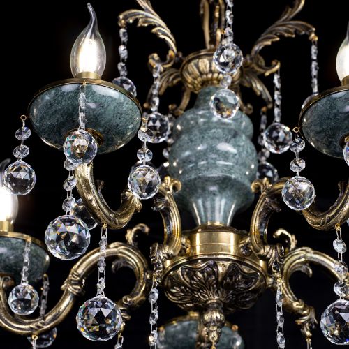 Люстра бронзовая Алфея №5 "Малахит" шар в Магнитогорске Гусь Хрустальный