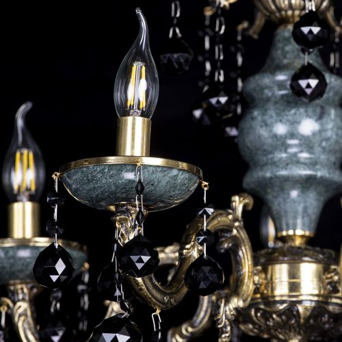Люстра бронзовая Алфея №5 "Малахит" шар черная в Магнитогорске Гусь Хрустальный