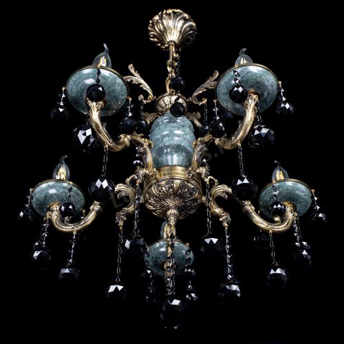 Люстра бронзовая Алфея №5 "Малахит" шар черная в Магнитогорске Гусь Хрустальный