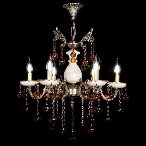 Люстра бронзовая Алфея №6 с камнем шар чайная в Магнитогорске Гусь Хрустальный