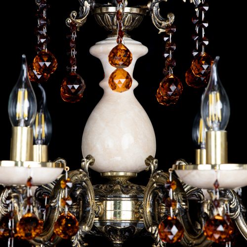 Люстра бронзовая Алфея №6 с камнем шар чайная в Магнитогорске Гусь Хрустальный