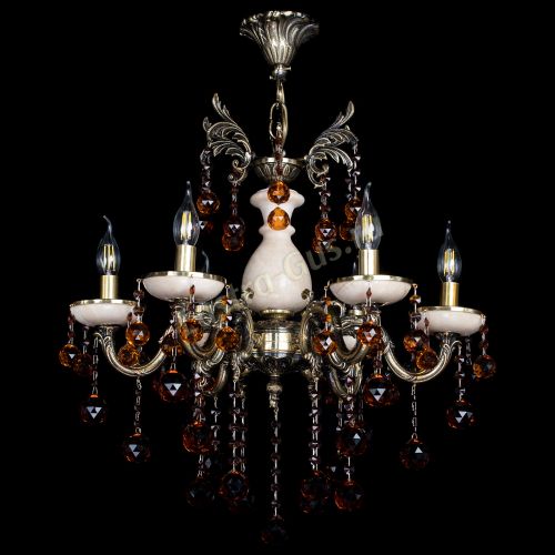 Люстра бронзовая Алфея №6 с камнем шар чайная в Магнитогорске Гусь Хрустальный