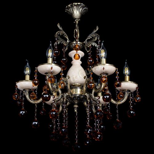 Люстра бронзовая Алфея №6 с камнем шар чайная в Магнитогорске Гусь Хрустальный