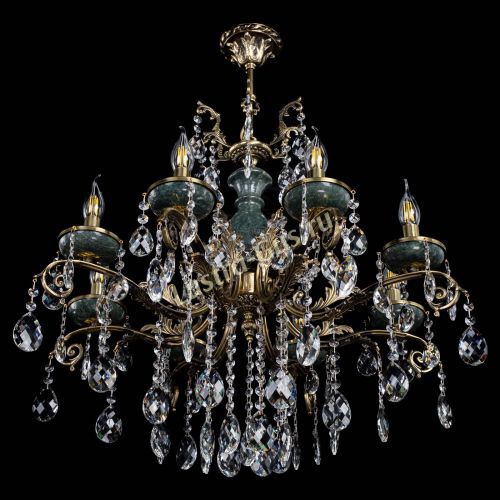 Люстра бронзовая Алфея Малахит №8 баден в Магнитогорске Гусь Хрустальный