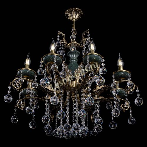 Люстра бронзовая Алфея Малахит №8 шар в Магнитогорске Гусь Хрустальный