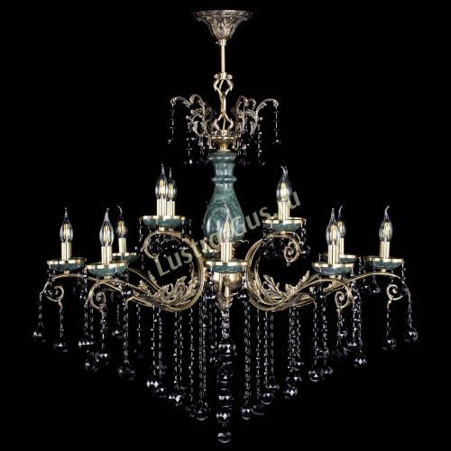 Люстра бронзовая Алфея Малахит №12 шар черная в Магнитогорске Гусь Хрустальный