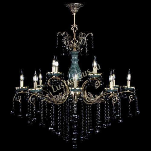 Люстра бронзовая Алфея Малахит №12 шар черная в Магнитогорске Гусь Хрустальный