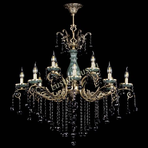 Люстра бронзовая Алфея Малахит №12 шар черная в Магнитогорске Гусь Хрустальный