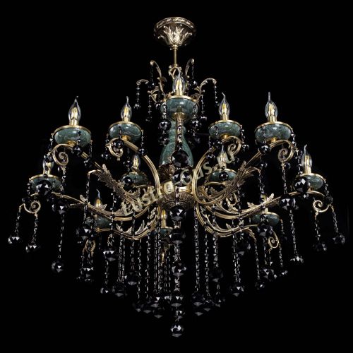 Люстра бронзовая Алфея Малахит №12 шар черная в Магнитогорске Гусь Хрустальный