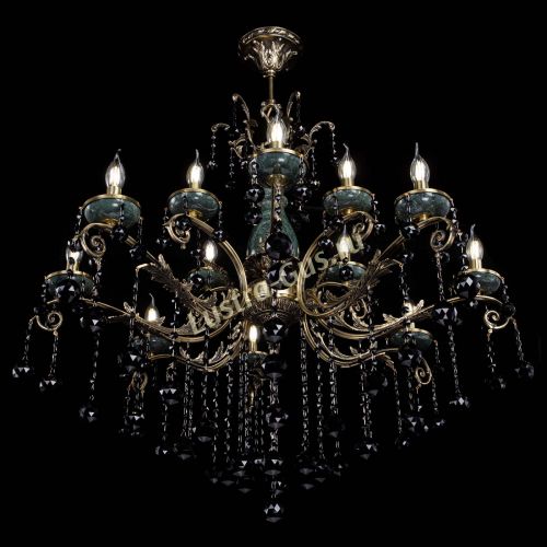 Люстра бронзовая Алфея Малахит №12 шар черная в Магнитогорске Гусь Хрустальный