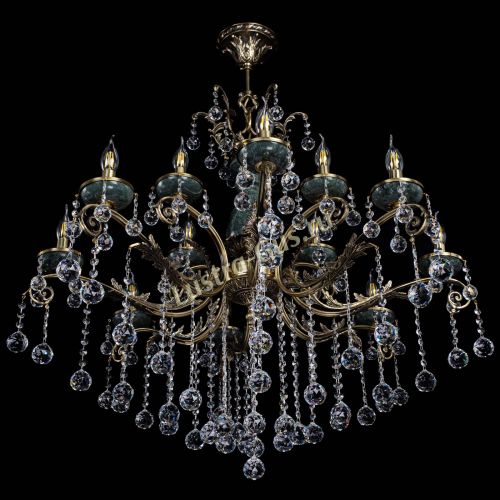 Люстра бронзовая Алфея Малахит №12 шар в Магнитогорске Гусь Хрустальный