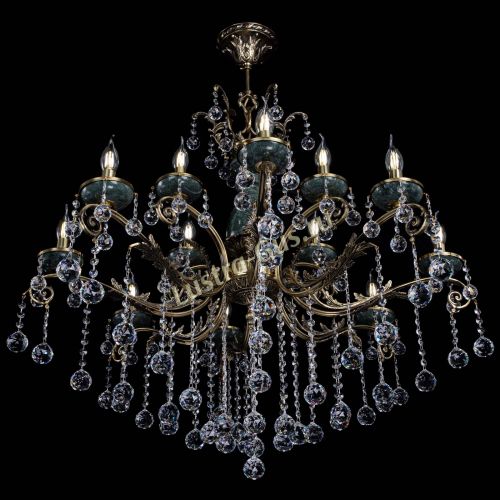 Люстра бронзовая Алфея Малахит №12 шар в Магнитогорске Гусь Хрустальный