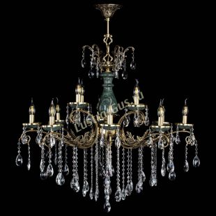 Бронзовая люстра Люстра бронзовая Алфея Малахит №12 журавлик