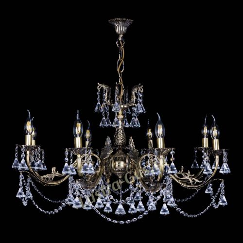 Бронзовая люстра Кассандра №8 удлиненная с конусами в Магнитогорске Гусь Хрустальный