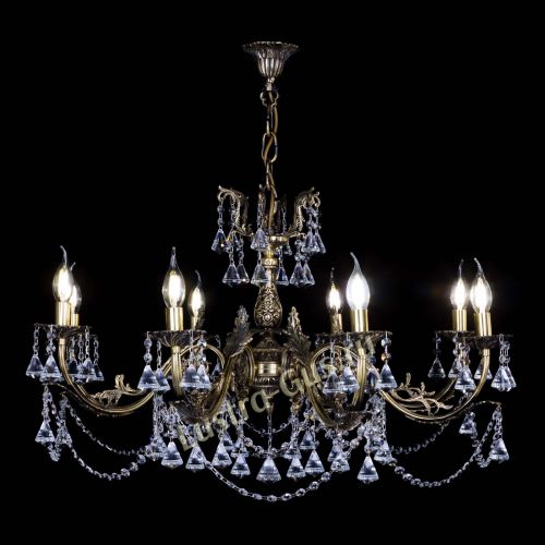 Бронзовая люстра Кассандра №8 удлиненная с конусами в Магнитогорске Гусь Хрустальный