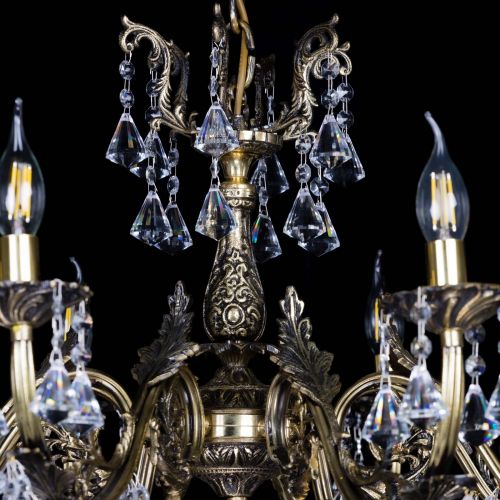 Бронзовая люстра Кассандра №8 удлиненная с конусами в Магнитогорске Гусь Хрустальный