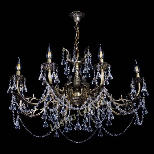 Бронзовая люстра Кассандра №8 удлиненная с конусами в Магнитогорске Гусь Хрустальный