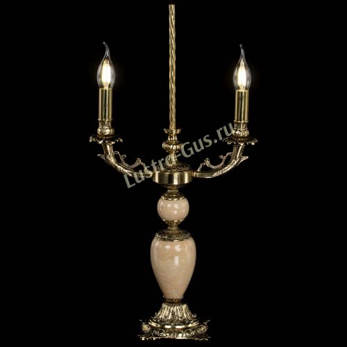 Бронзовая настольная лампа Антик №2 с камнем в Магнитогорске Гусь Хрустальный