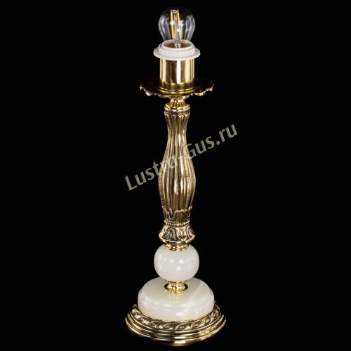 Бронзовая настольная лампа Оникс №1 с абажуром в Магнитогорске Гусь Хрустальный