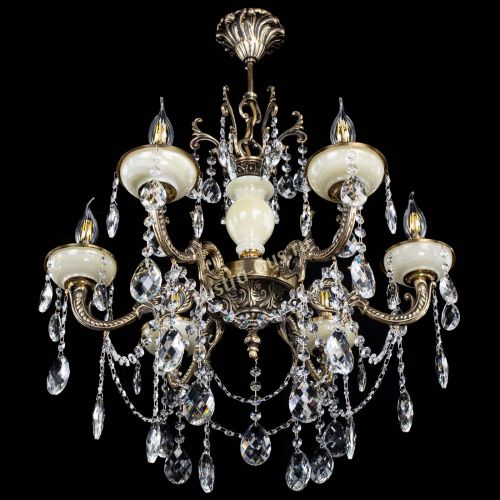 Люстра бронзовая Оникс белый №6/1 баден в Магнитогорске Гусь Хрустальный