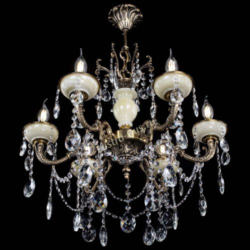 Люстра бронзовая Оникс белый №6/1 баден в Магнитогорске Гусь Хрустальный