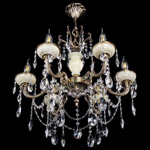 Люстра бронзовая Оникс белый №6/1 лучик в Магнитогорске Гусь Хрустальный