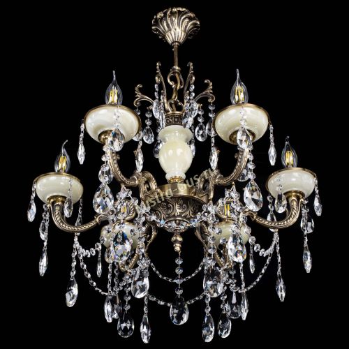 Люстра бронзовая Оникс белый №6/1 журавлик в Магнитогорске Гусь Хрустальный