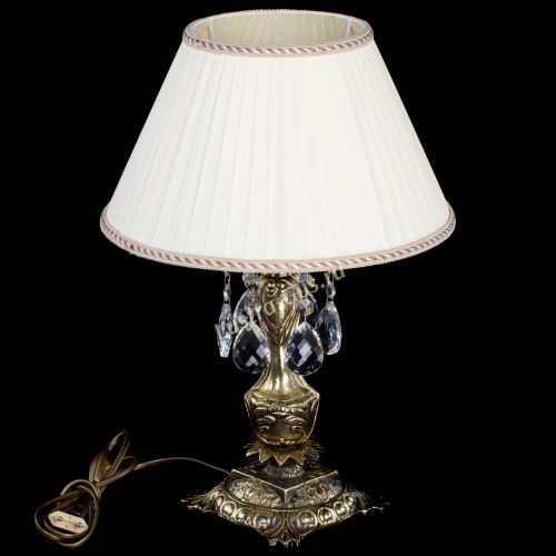 Бронзовая настольная лампа Антик №1 Баден с абажуром в Магнитогорске Гусь Хрустальный