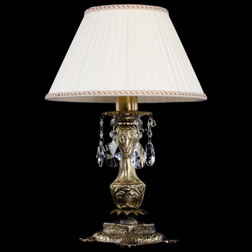 Бронзовая настольная лампа Антик №1 Лучик с абажуром в Магнитогорске Гусь Хрустальный