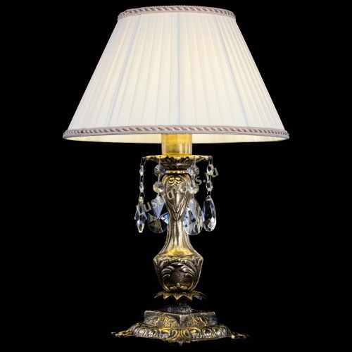 Бронзовая настольная лампа Антик №1 Лучик с абажуром в Магнитогорске Гусь Хрустальный