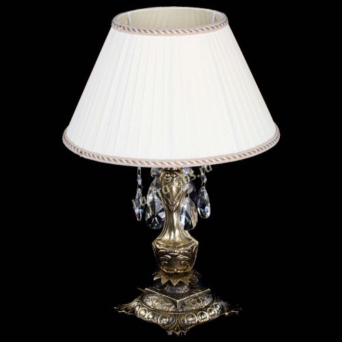 Бронзовая настольная лампа Антик №1 Лучик с абажуром в Магнитогорске Гусь Хрустальный