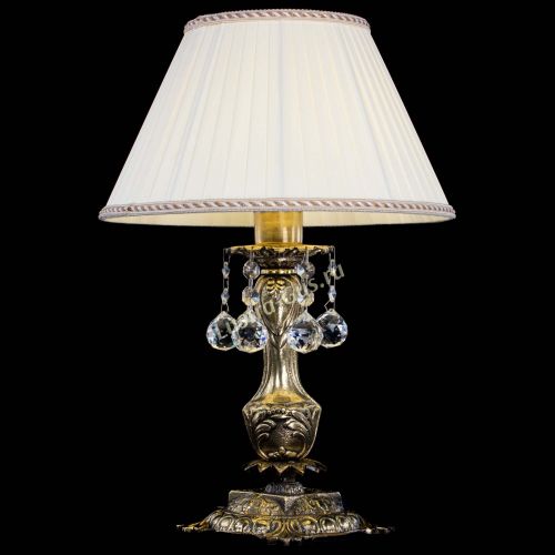 Бронзовая настольная лампа Антик №1 Шар  с абажуром в Магнитогорске Гусь Хрустальный