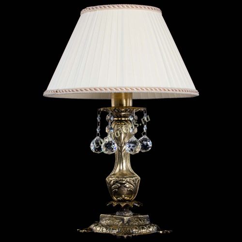 Бронзовая настольная лампа Антик №1 Шар  с абажуром в Магнитогорске Гусь Хрустальный