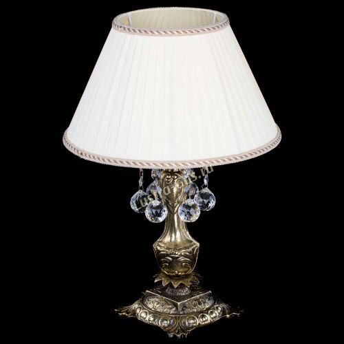 Бронзовая настольная лампа Антик №1 Шар  с абажуром в Магнитогорске Гусь Хрустальный