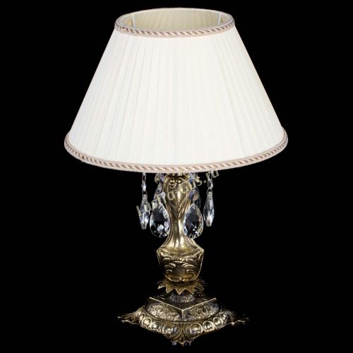 Бронзовая настольная лампа Антик №1 Журавлик с абажуром в Магнитогорске Гусь Хрустальный