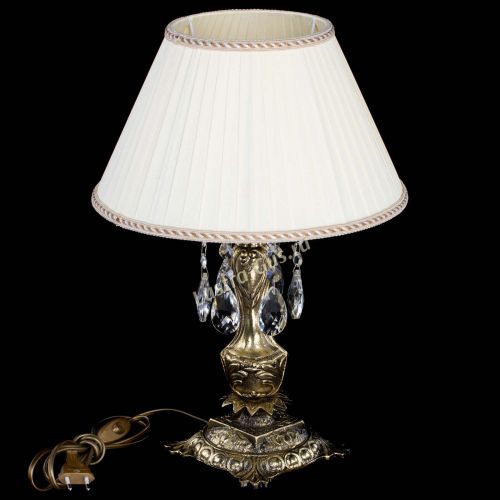 Бронзовая настольная лампа Антик №1 Журавлик с абажуром в Магнитогорске Гусь Хрустальный