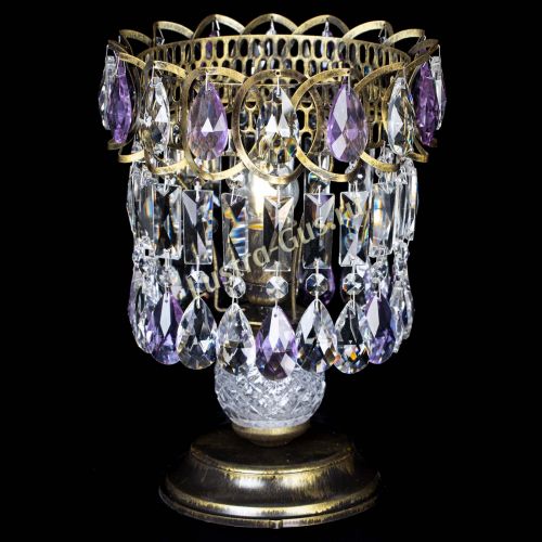 Настольная лампа Астра №1 под бронзу Фиолетовая в Магнитогорске Гусь Хрустальный